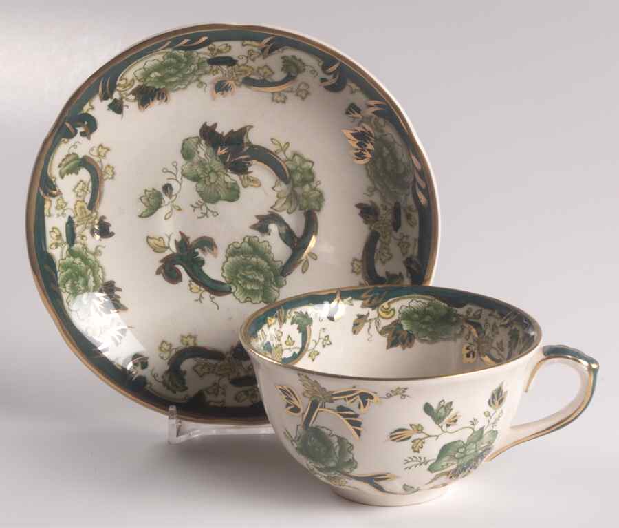 Mandalay Chartreuse (Gold Accent & Trim) Flat Cup & Saucer Set by Mason's-1