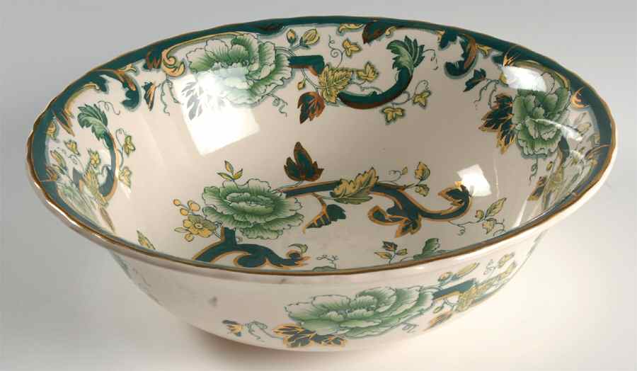 Mandalay Chartreuse (Gold Accent & Trim) 9" Round Vegetable Bowl by Mason's-1