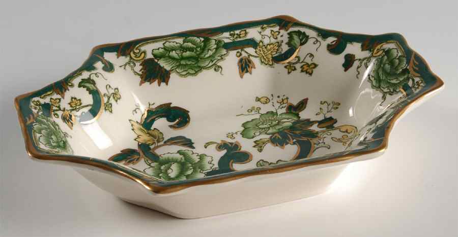 Mandalay Chartreuse (Gold Accent & Trim) Medium Sweet Meat Dish by Mason's-1