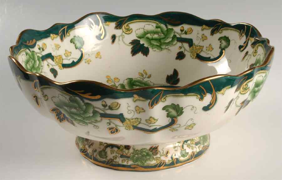 Mandalay Chartreuse (Gold Accent & Trim) Bruges Footed Salad Bowl by Mason's-1