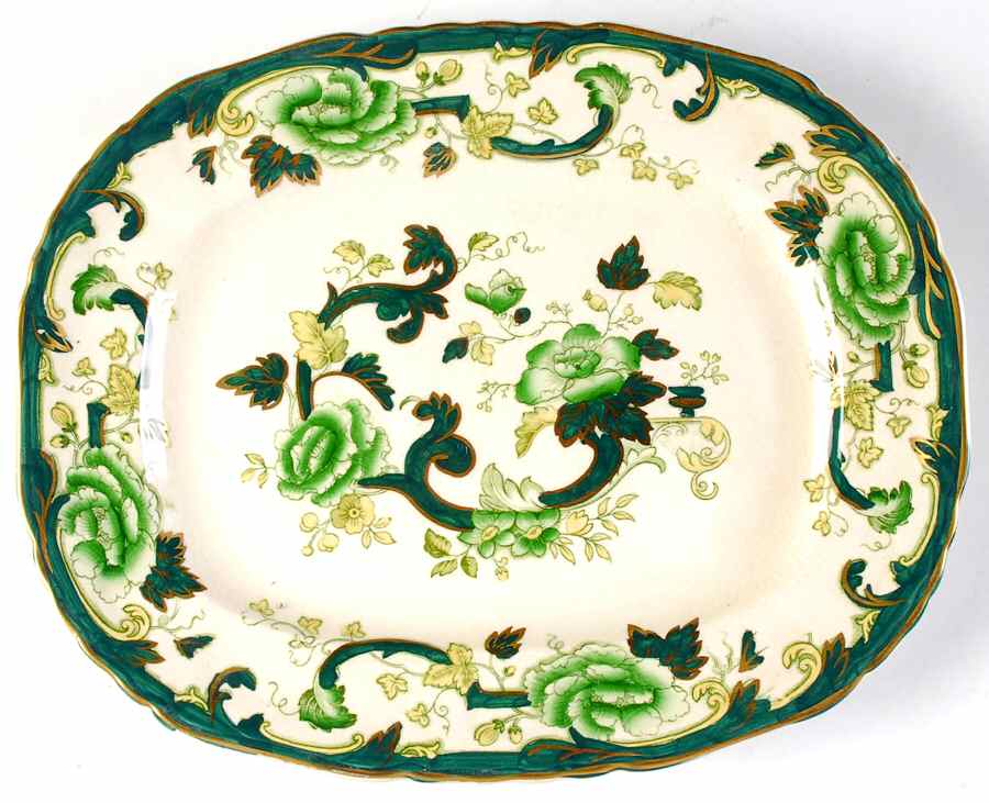 Mandalay Chartreuse (Gold Accent & Trim) 12" Rectangular Serving Platter by Mason's-1