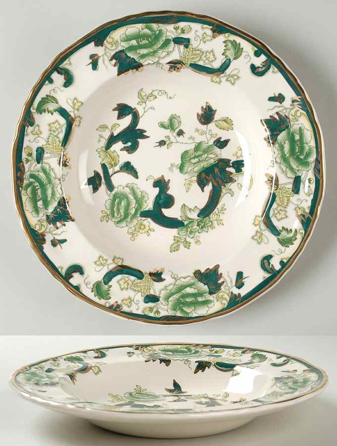 Mandalay Chartreuse (Gold Accent & Trim) Rim Soup Bowl by Mason's-1