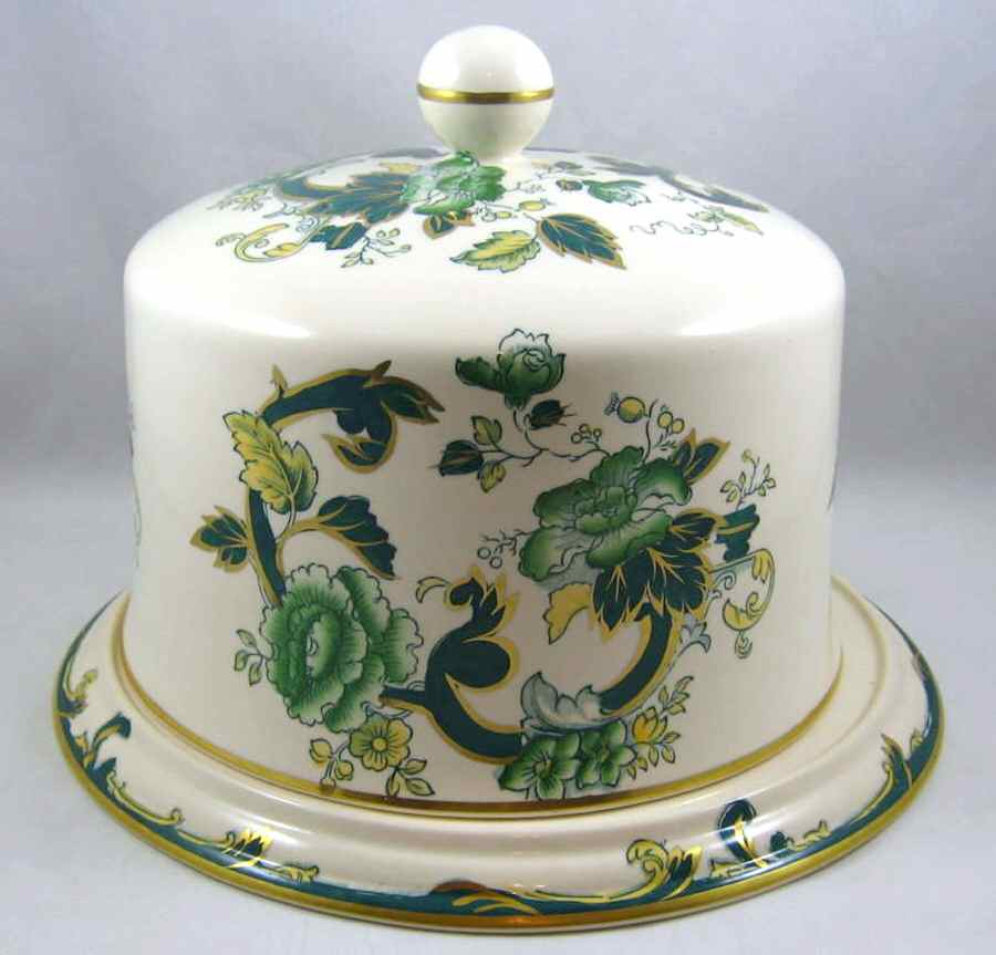Mandalay Chartreuse (Gold Accent & Trim) Large Covered Cake Plate by Mason's-1