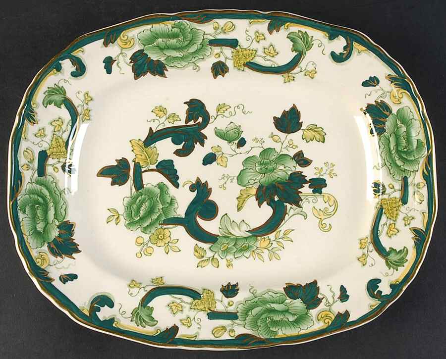 Mandalay Chartreuse (Gold Accent & Trim) 11" Rectangular Serving Platter by Mason's-1
