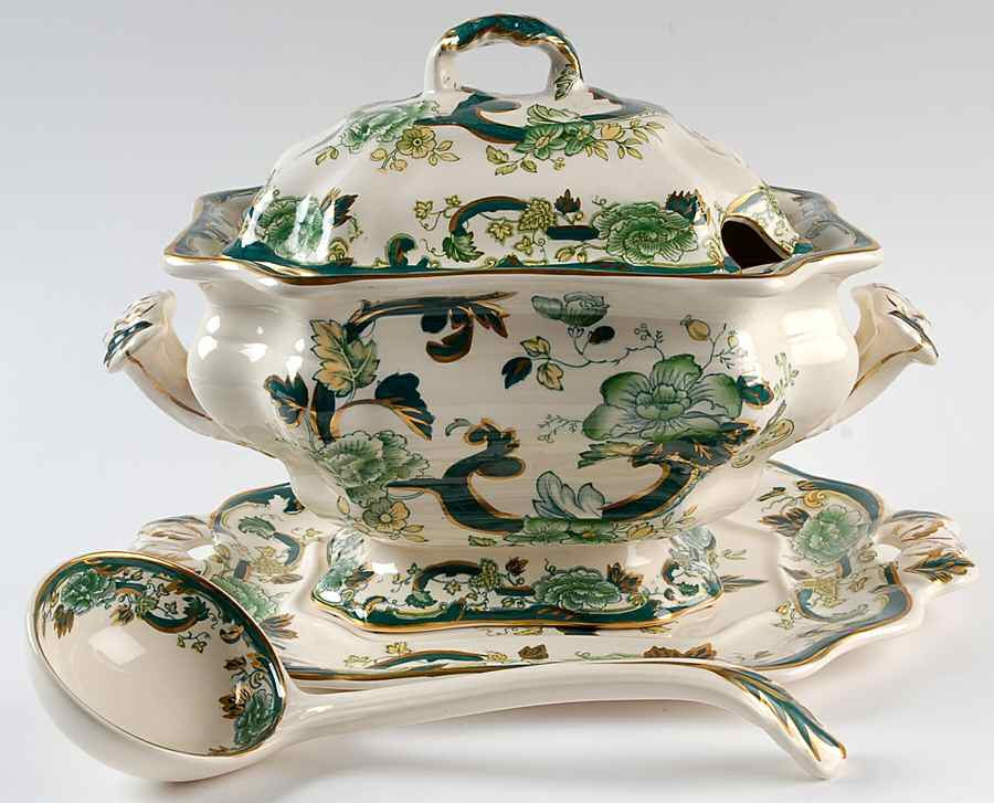 Mandalay Chartreuse (Gold Accent & Trim) Small Bedford Tureen W/Ladle & Underplate by Mason's-1