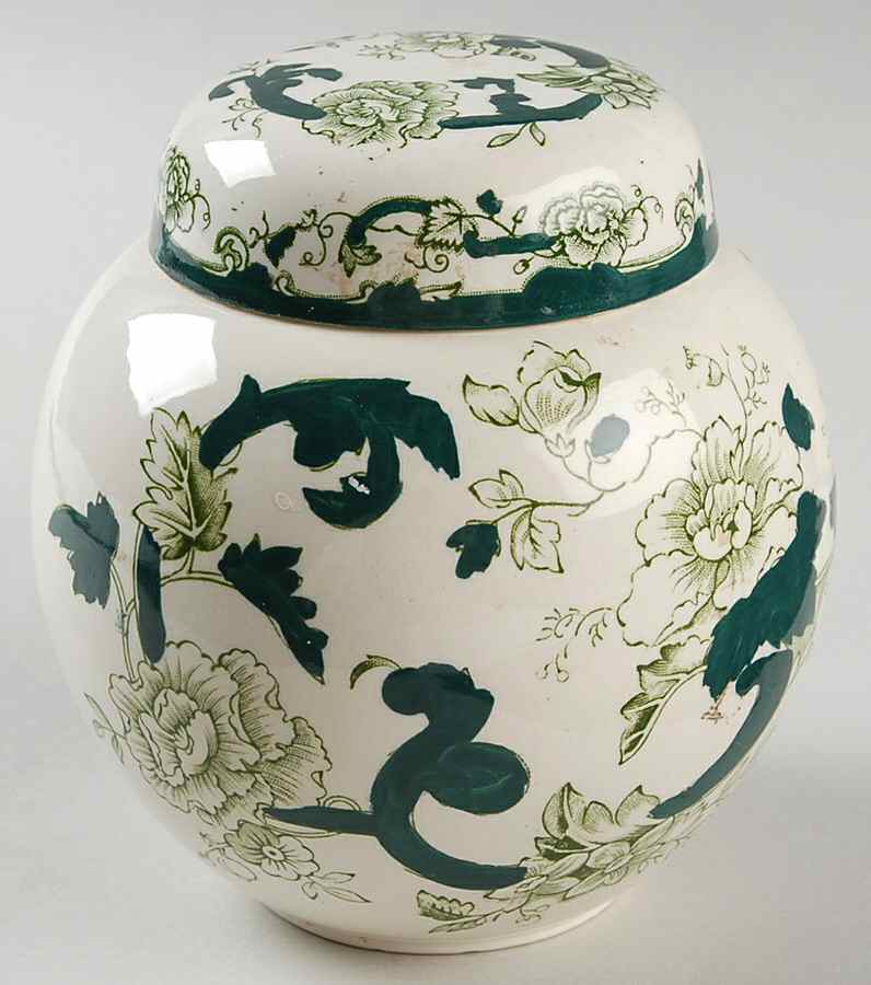 Mandalay-Chartreuse (No Trim) Small Prunus Jar & Lid by Mason's-1