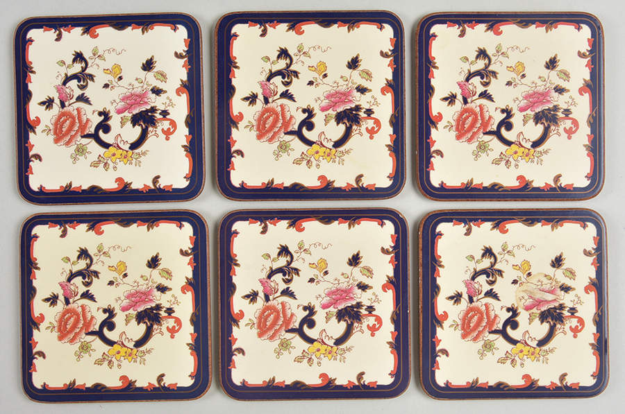 Mandalay Blue Multicolor Plastic and Cork Coaster Set - 6 Piece by Mason's-1
