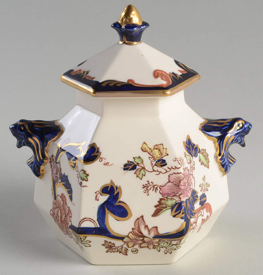 Mandalay Blue Multicolor Medium Covered Jar & Lid by Mason's-1