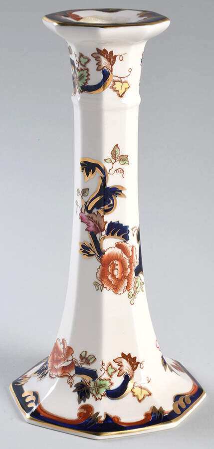 Mandalay Blue Multicolor 8" Tall Candlestick by Mason's-1