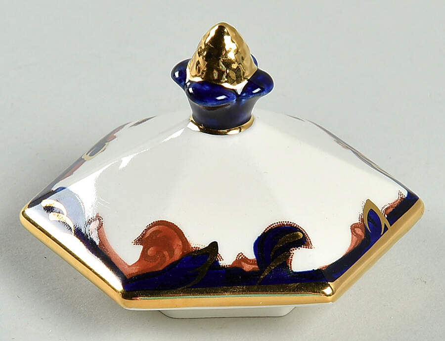 Mandalay Blue Multicolor Lid for Hydra Covered Box by Mason's-1