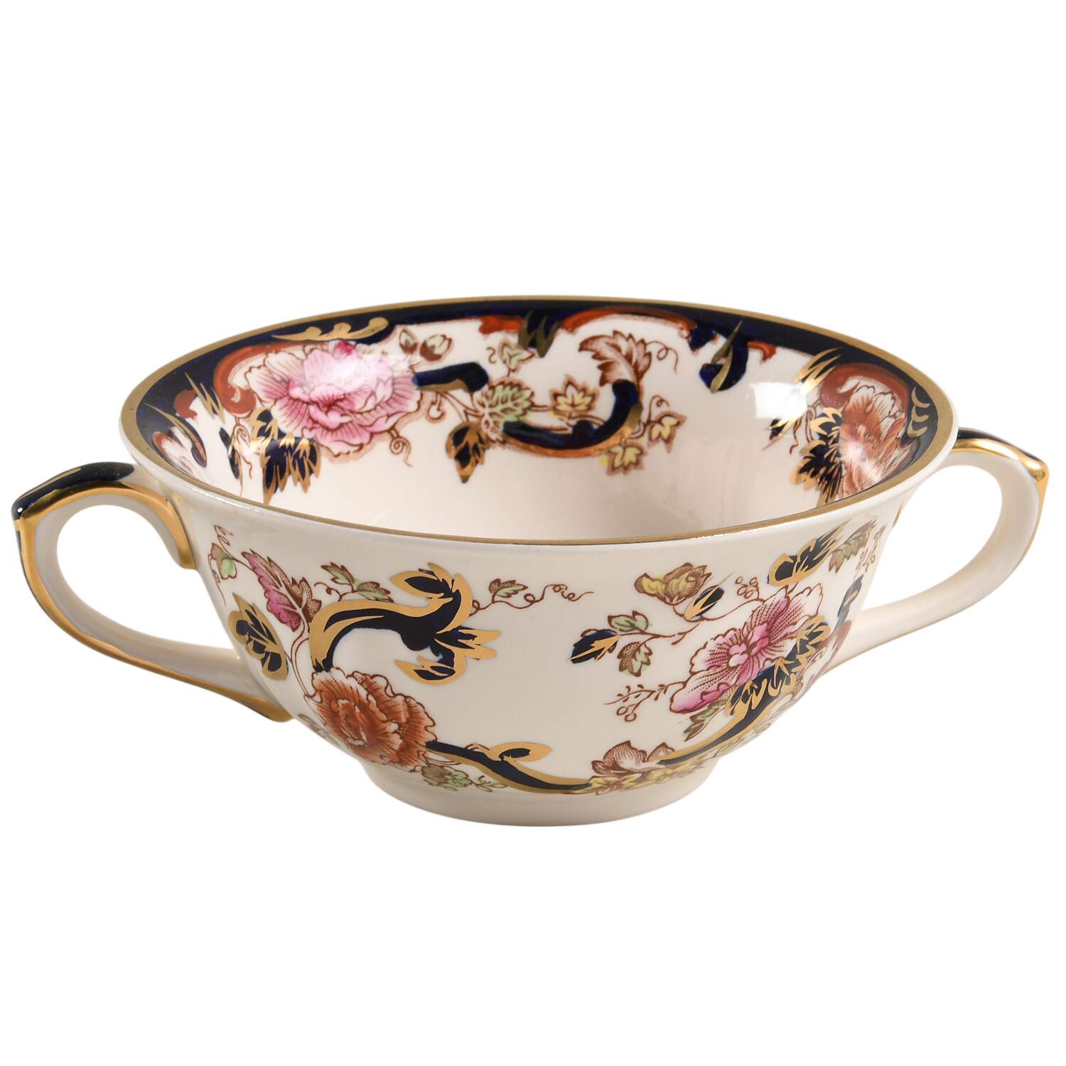 Mandalay Blue Multicolor Flat Cream Soup Bowl by Mason's-1