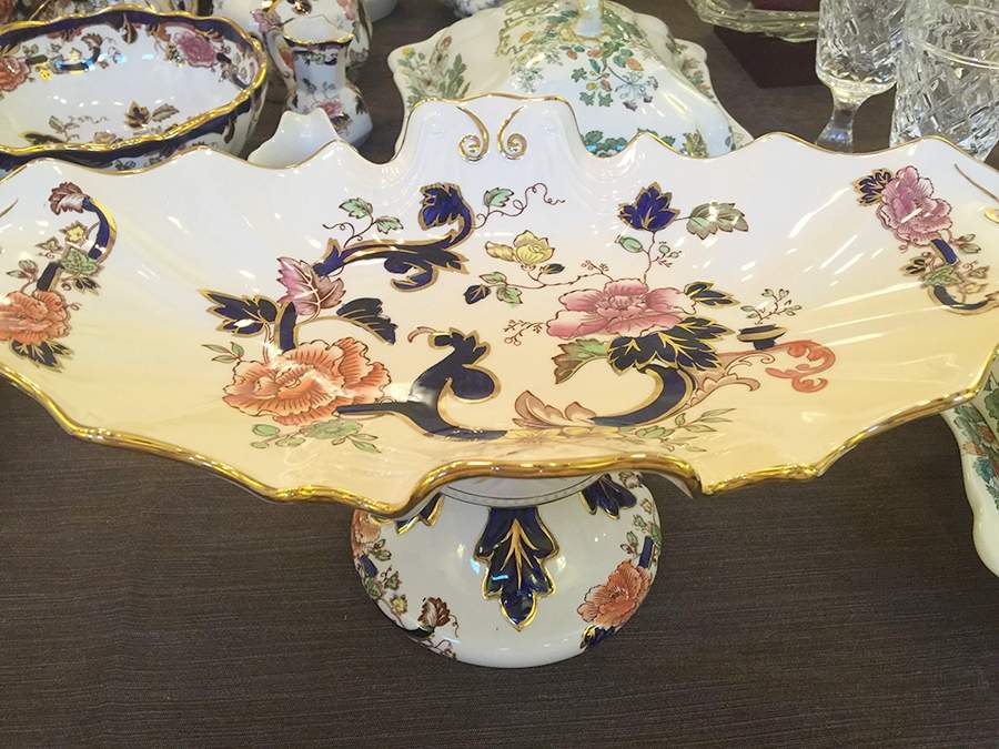 Mandalay Blue Multicolor Oval Compote (Height X Length) by Mason's-1