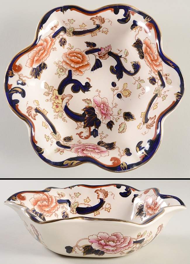 Mandalay Blue Multicolor Round Fluted Dessert Bowl by Mason's-1