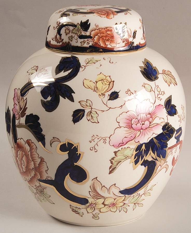 Mandalay Blue Multicolor Large Prunus Jar & Lid by Mason's-1