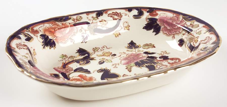 Mandalay Blue Multicolor 10" Oval Vegetable Bowl by Mason's-1