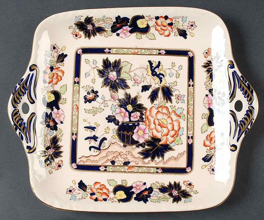 Mandalay Blue Multicolor Square Handled Cake Plate by Mason's-1