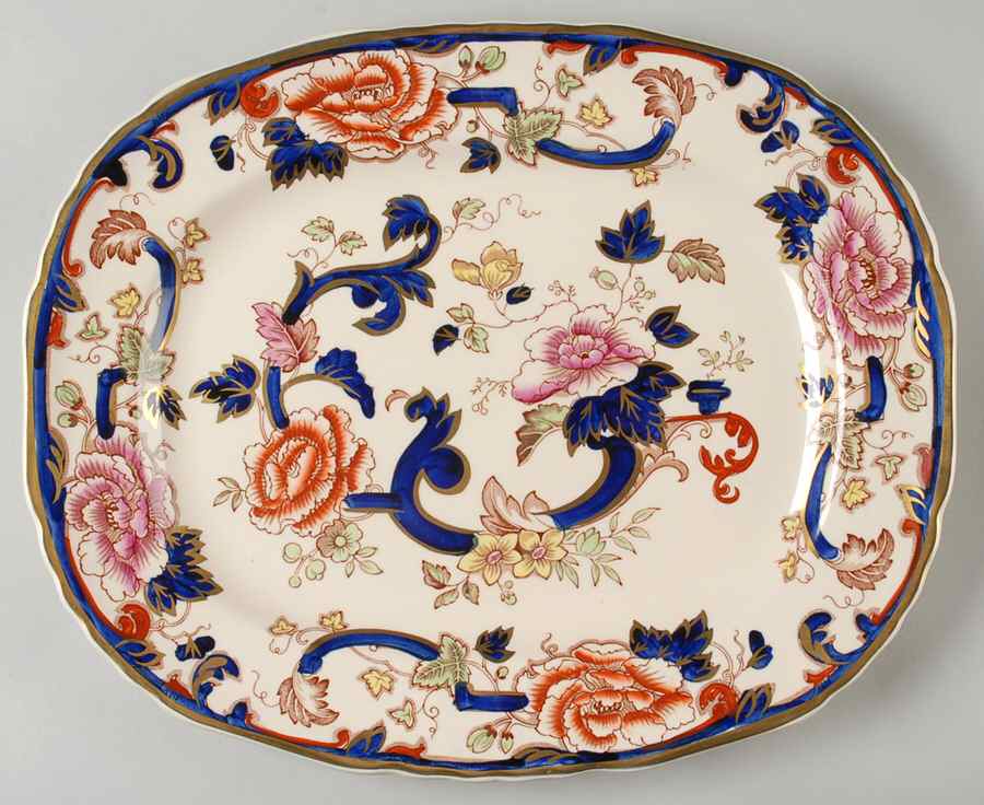 Mandalay Blue Multicolor 13" Oval Serving Platter by Mason's-1