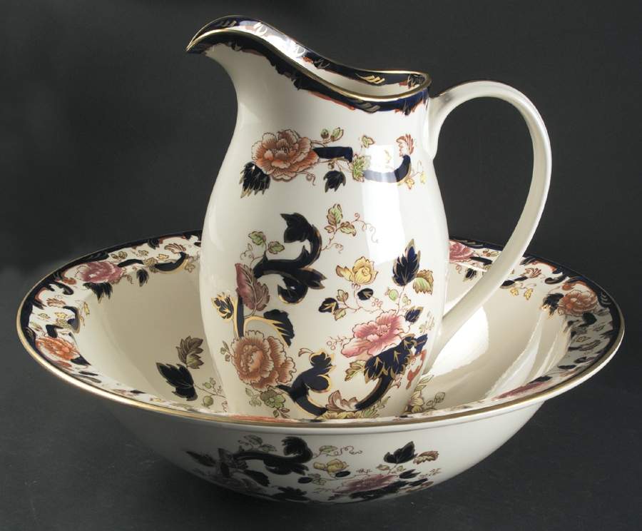 Mandalay Blue Multicolor Halo Jug & Basin by Mason's-1