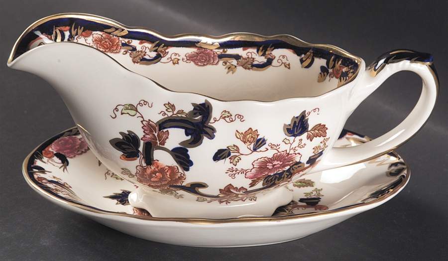 Mandalay Blue Multicolor Gravy Boat & Underplate by Mason's-1
