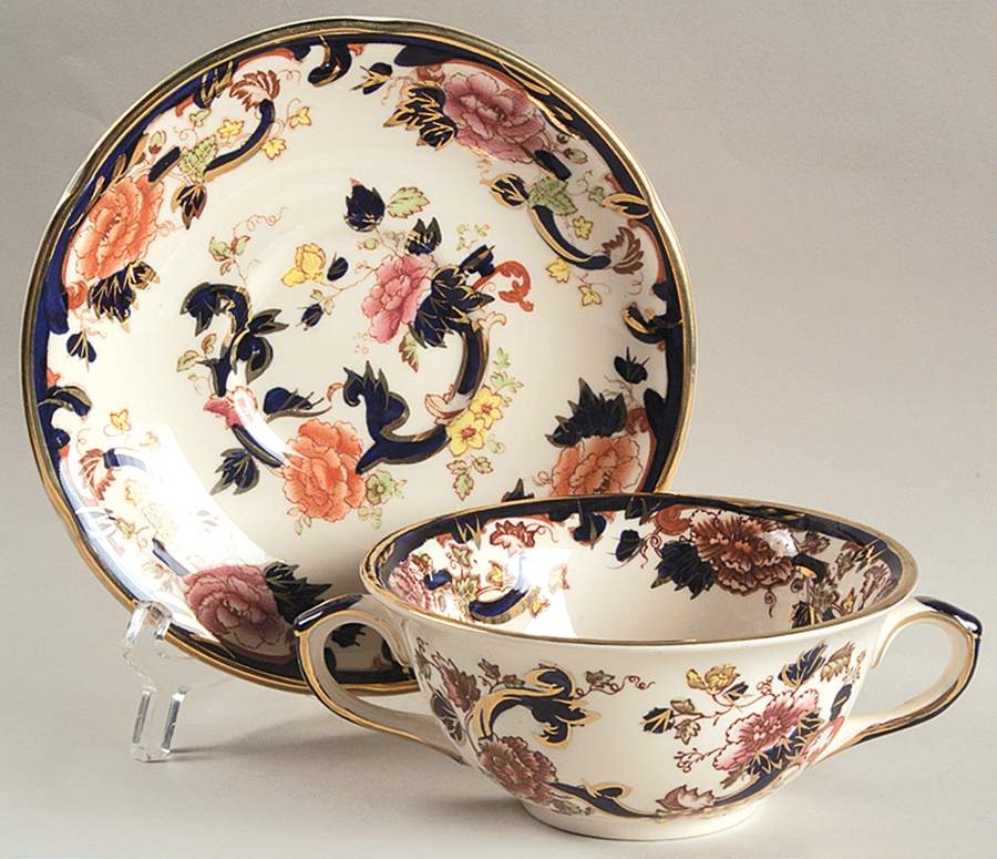 Mandalay Blue Multicolor Flat Cream Soup Bowl & Saucer Set by Mason's-1