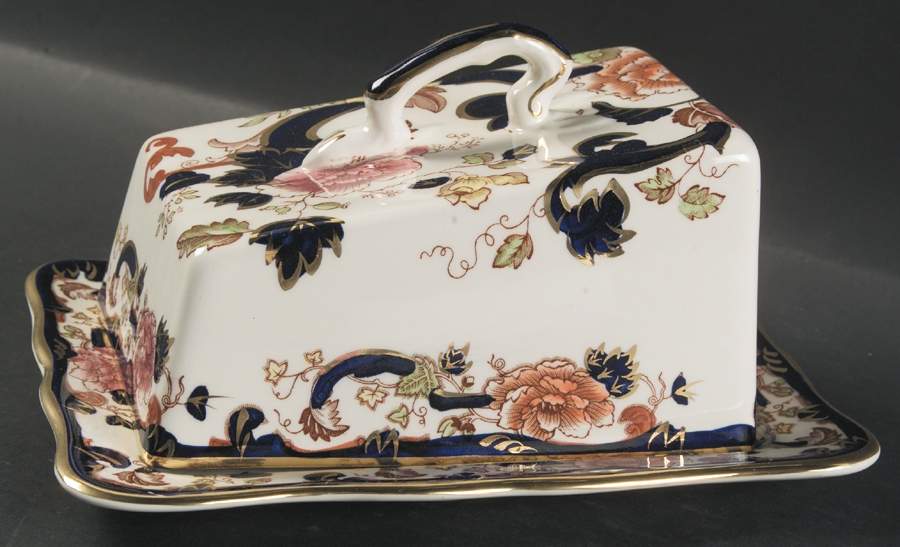 Mandalay Blue Multicolor Cheese Dish with Lid (Wedge) by Mason's-1