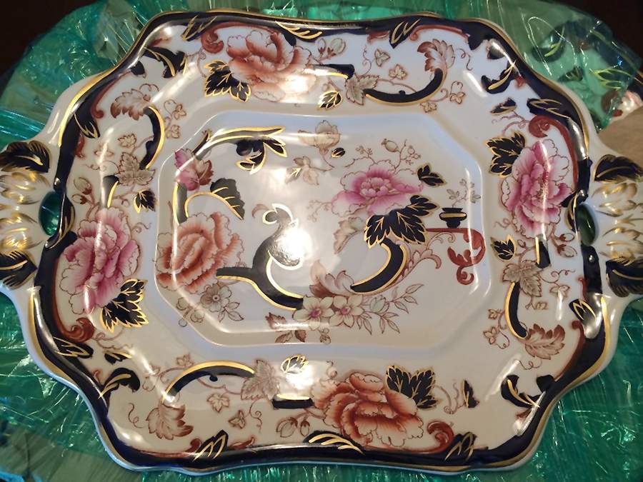 Mandalay Blue Multicolor Square Handled Cake Plate by Mason's-1