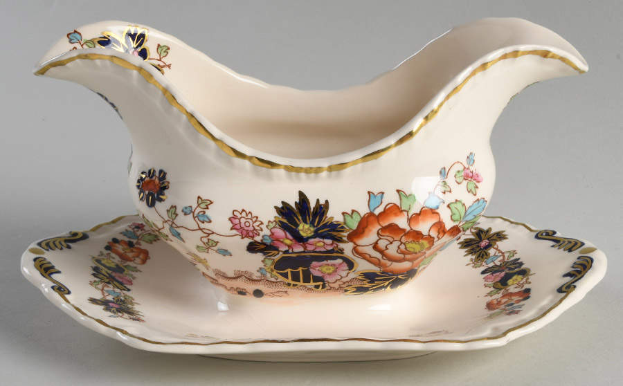 Mandarin Gravy Boat with Attached Underplate by Mason's-1