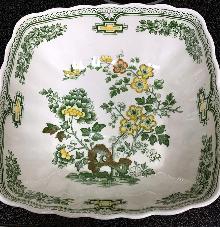 Manchu Green Multicolor 9" Square Vegetable Bowl by Mason's-1