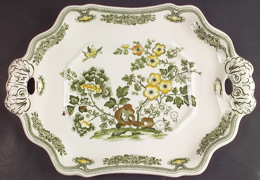 Manchu Green Multicolor Underplate for Tureen by Mason's-1
