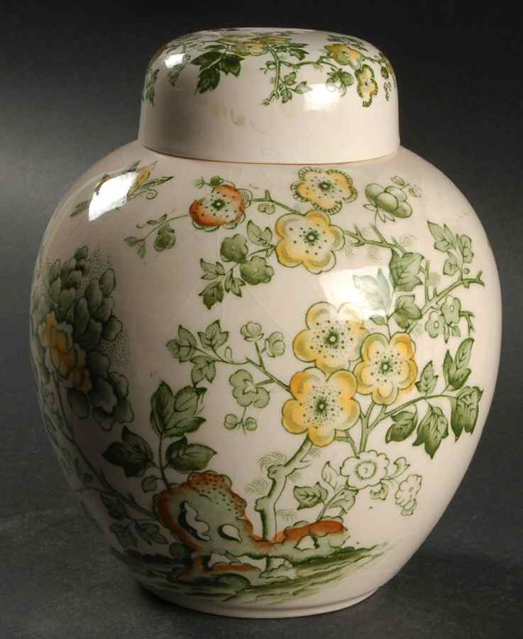 Manchu Green Multicolor Medium Prunus Jar & Lid by Mason's-1