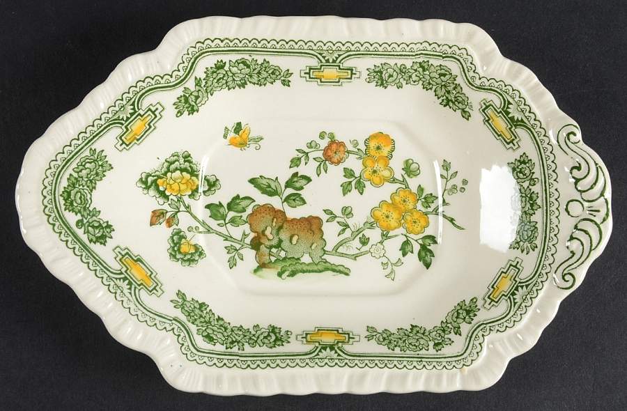 Manchu Green Multicolor Underplate for Gravy Boat by Mason's-1