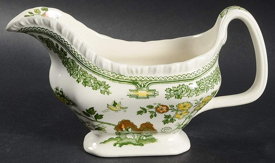 Manchu Green Multicolor Gravy Boat by Mason's-1