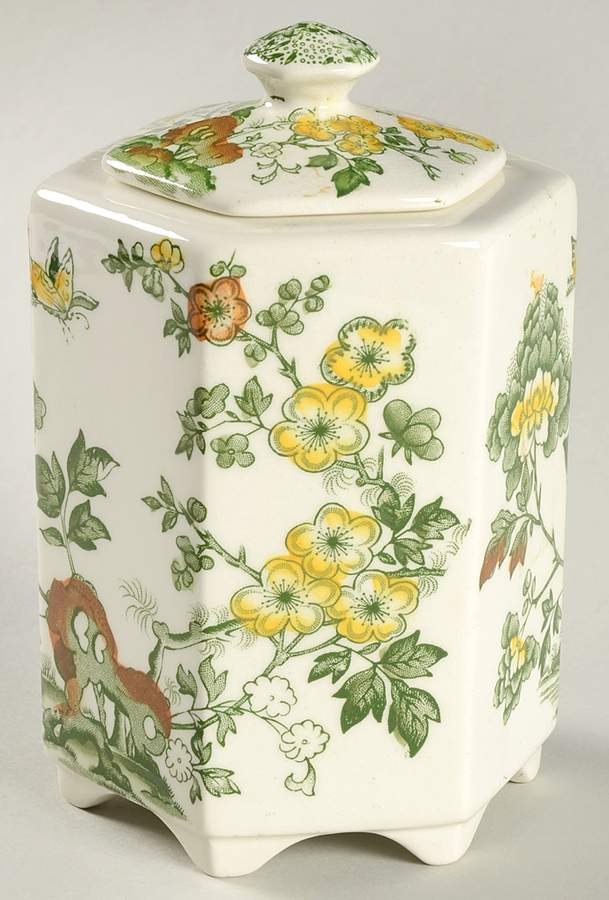 Manchu Green Multicolor Ming Jar & Lid by Mason's-1