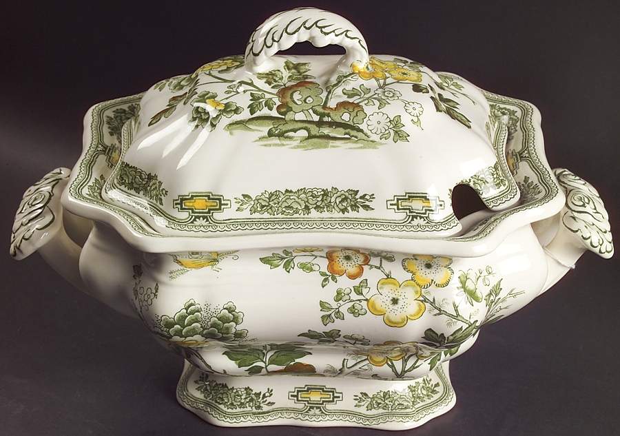 Manchu Green Multicolor Tureen &  Lid by Mason's-1