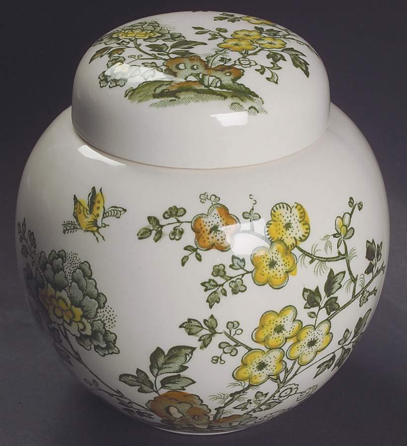 Manchu Green Multicolor Small Prunus Jar & Lid by Mason's-1