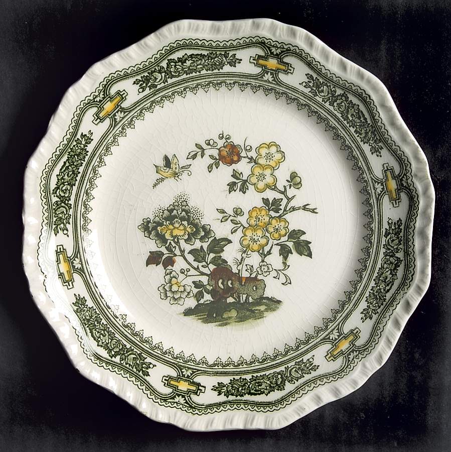 Manchu Green Multicolor Dessert/Pie Plate by Mason's-1