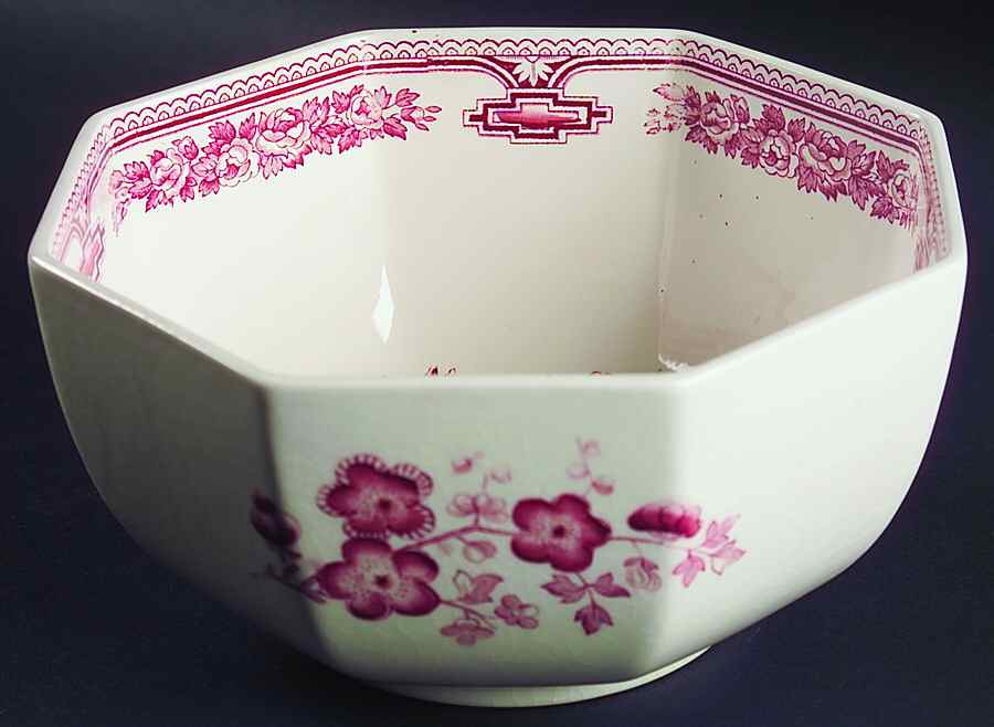 Manchu Pink 7" Octagonal Vegetable Bowl by Mason's-1