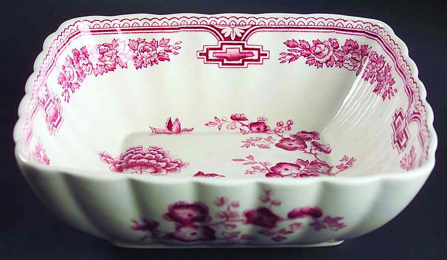 Manchu Pink 8" Square Vegetable Bowl by Mason's-1