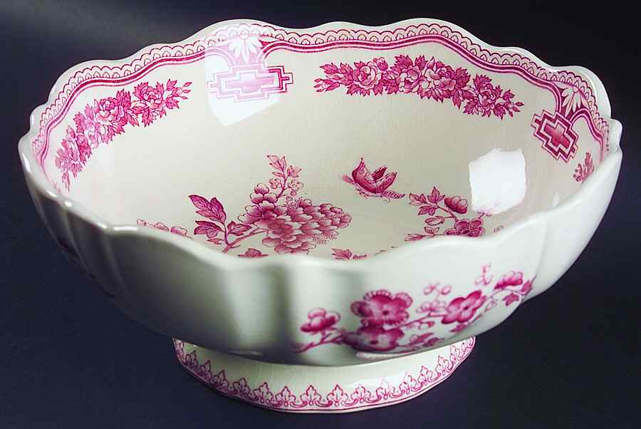 Manchu Pink Bruges Footed Salad Bowl by Mason's-1