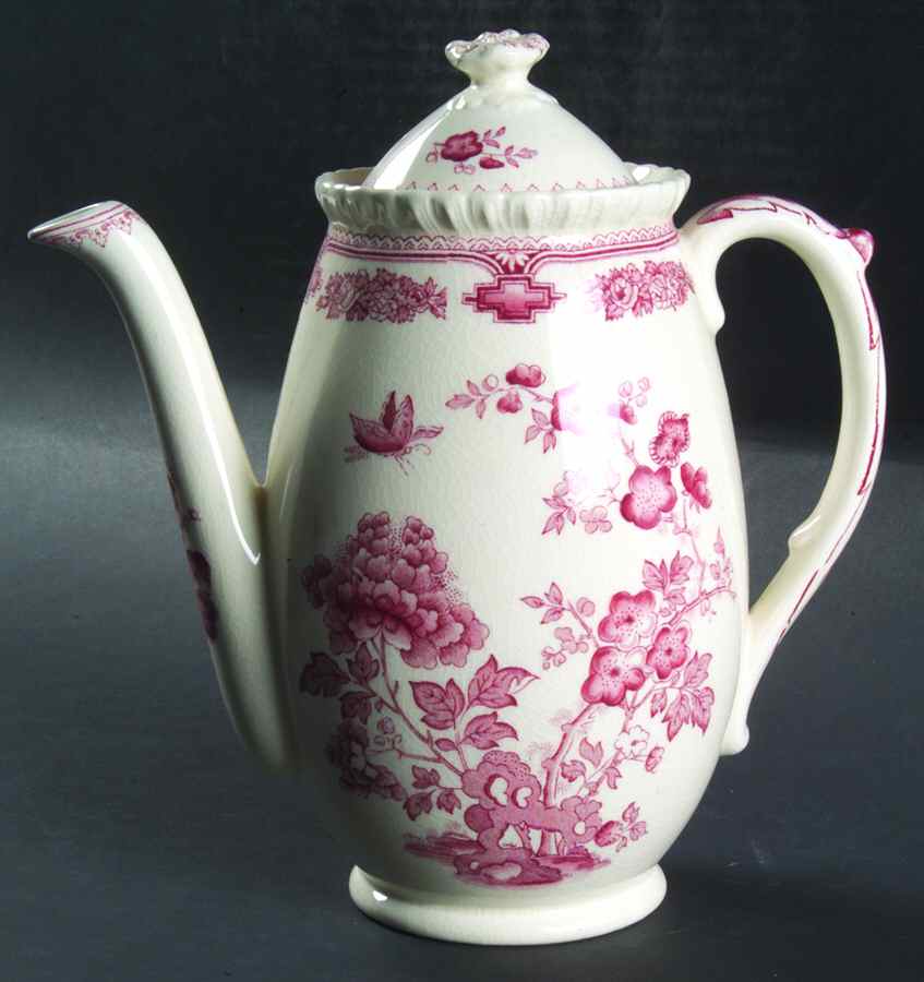 Manchu Pink Coffee Pot & Lid by Mason's-1