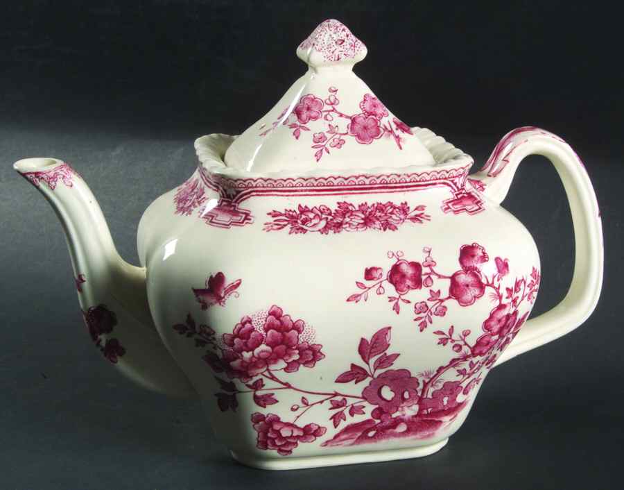 Manchu Pink Square Gadroon Teapot & Lid by Mason's-1