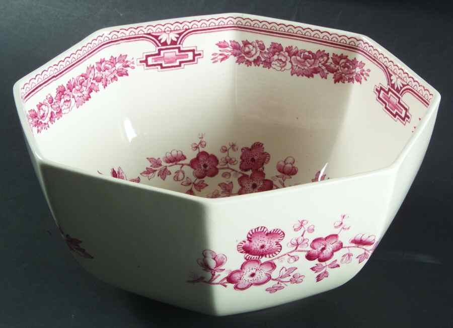 Manchu Pink 8" Octagonal Vegetable Bowl by Mason's-1