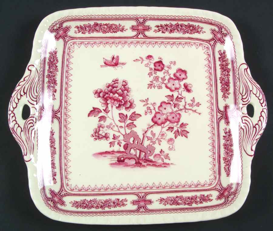Manchu Pink Square Handled Cake Plate by Mason's-1