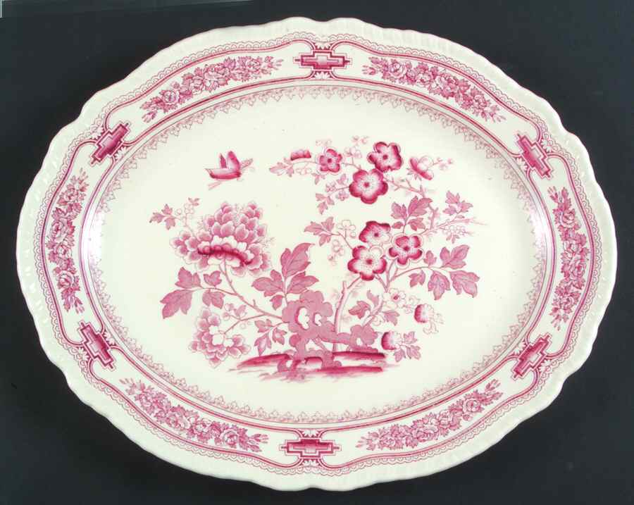 Manchu Pink 17" Oval Serving Platter by Mason's-1