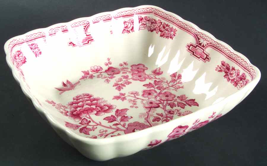 Manchu Pink 9" Square Vegetable Bowl by Mason's-1