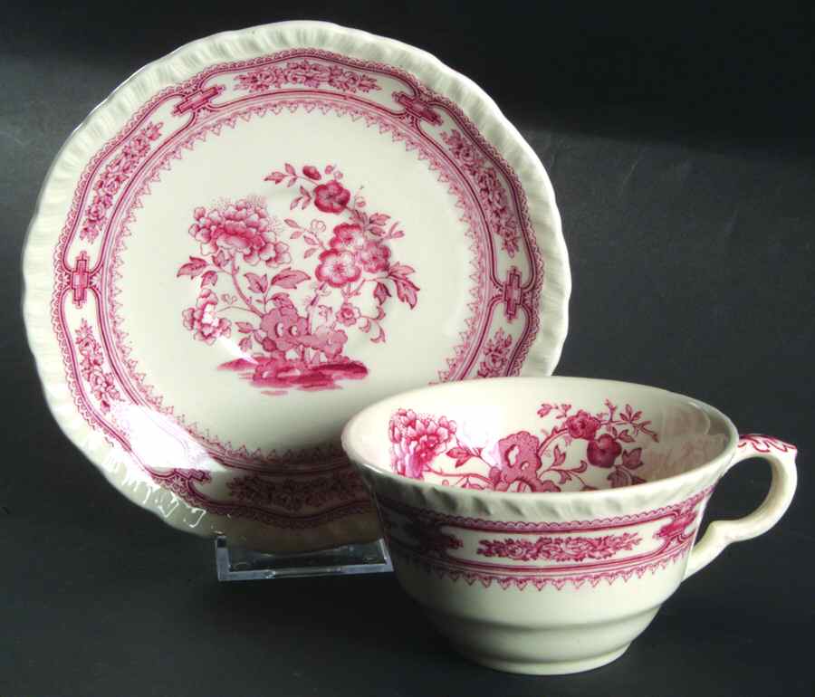 Manchu Pink Flat Cup & Saucer Set by Mason's-1