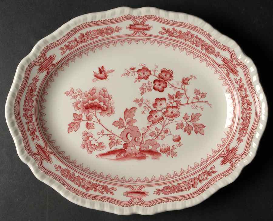Manchu Pink 11" Oval Serving Platter by Mason's-1