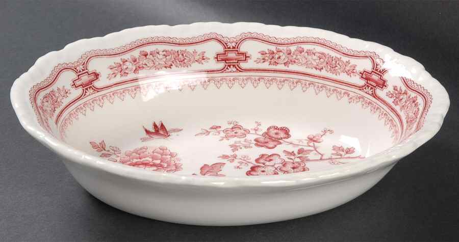 Manchu Pink 9" Oval Vegetable Bowl by Mason's-1