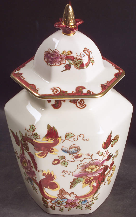 Mandalay Red Siam Hexagonal Jar & Lid by Mason's-1