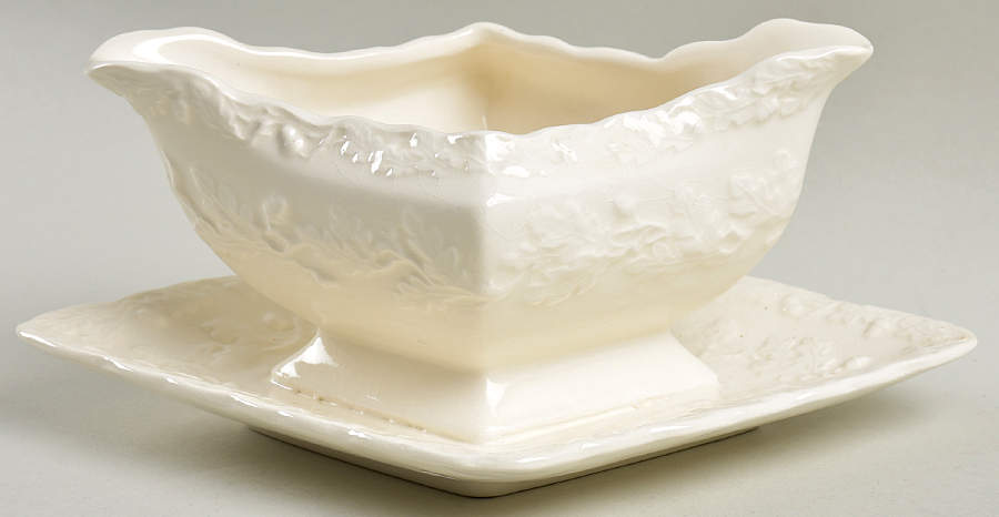 Mason's Oak Cream Gravy Boat with Attached Underplate by Mason's-1
